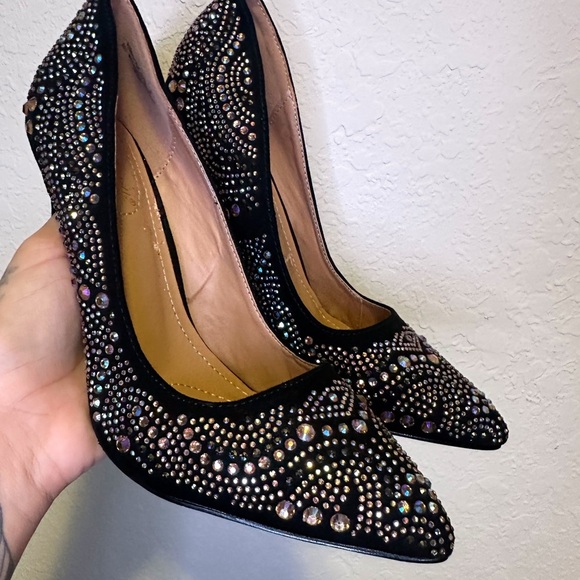Anne Michelle Shoes - Anne Michelle Black Sparkly Rhinestone Stiletto 4.5” Heels Size 8